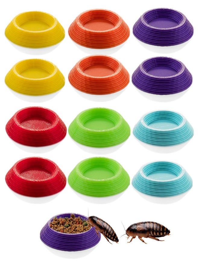HERPDEN 12pcs Dubia Roaches Feeder Bowls, Tiny Feeding Dish for Isopods, Springtails, Dubia Roaches, Dwarf Invertebrates - Colorful Food Dishes for Terrariums and Enclosures - Image 1